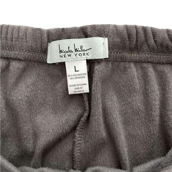 Nicole Miller Loungewear Super Soft Grey Velour Joggers Drawstring Waist - Picture 4 of 6
